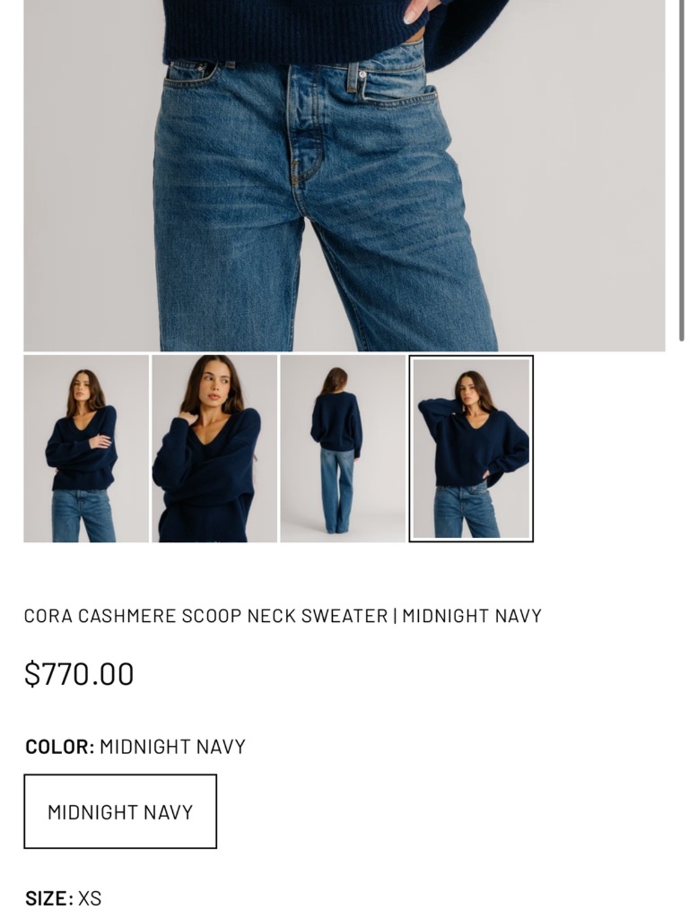 Sablyn CORA 100% CASHMERE SCOOP NECK SWEATER | MIDNIGHT NAVY Women’s L/XL - Picture 11 of 11